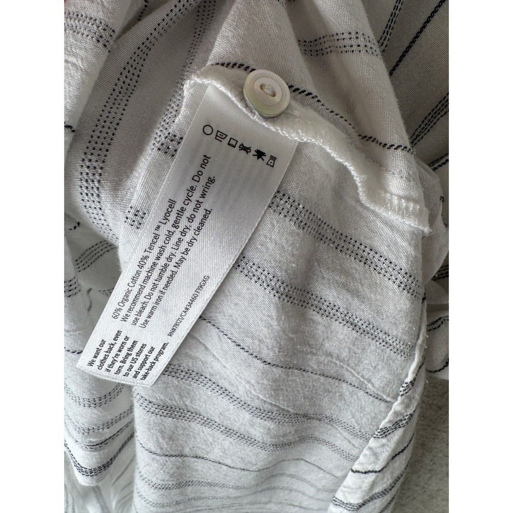 Eileen Fisher White Black Stripe Oversized Boxy Button Down Shirt Tencel M - Picture 5 of 7